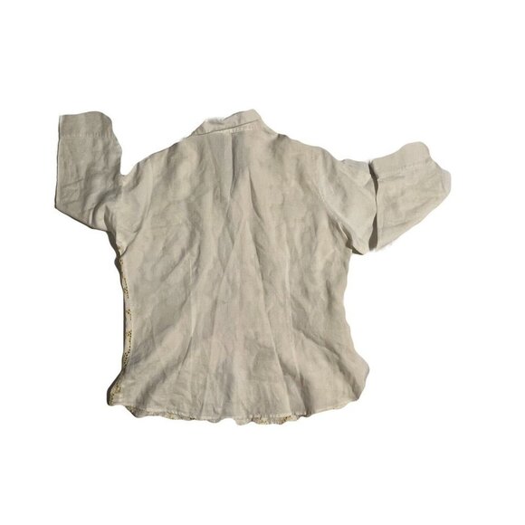 SIZE 14 JENNIFER WOMEN WHITE &YELLOW FLORAL PRINT BUTTON UP. TEACHER WORK CHURCH - Picture 3 of 6